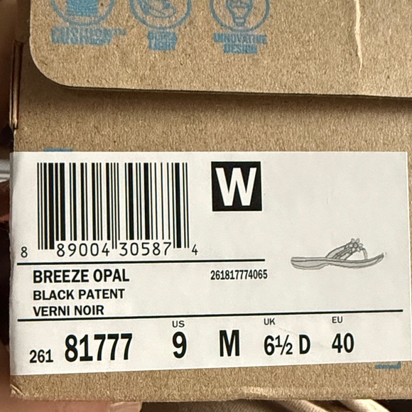 Clarks Women's Breeze Opal Black Patent Sandals sz 9 - Picture 5 of 5